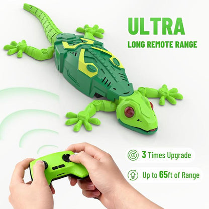 Hotfree RC Wall Crawler Gecko, Rechargeable Remote Control Prank Toy, Electric Lizard Toy with LED Glowing Eyes, 360° Spin, Upgrade Low Noise Animal Toy, Fun Indoor Toy, Party Toy, Family Fun, Idea Birthday Christmas Gifts for Kids Boys Girls Adults